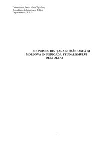 Economia în Tara Românească și Moldova în feudalismul dezvoltat - Pagina 1