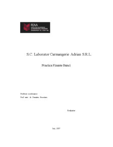 Practică finanțe bănci - SC Laborator Carmangerie Adrian SRL - Pagina 1