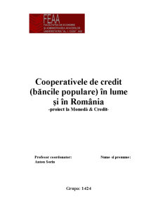 Cooperativele de credit în lume și în România - proiect la Monedă și Credit - Pagina 1