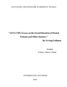 Asylums - Essays on The Social Situation of Mental Patients and Other Inmates by Erving Goffman - Pagina 1