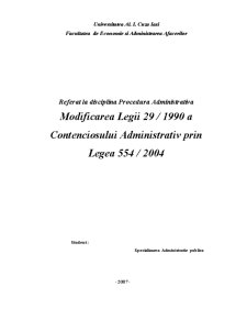 Modificarea Legii 29-990 a Contenciosului Administrativ prin Legea 554-2004 - Pagina 1