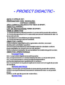Proiect Didactic - Handbal - Pagina 1