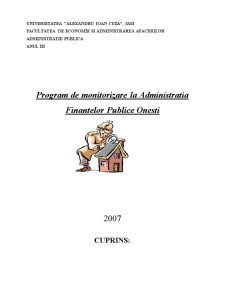 Program de monitorizare la Administrația Finanțelor Publice Onești - Pagina 1