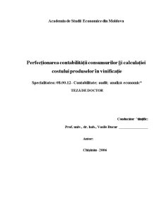 Perfecționarea contabilității consumurilor și calculației costului produselor în vinificație - Pagina 1