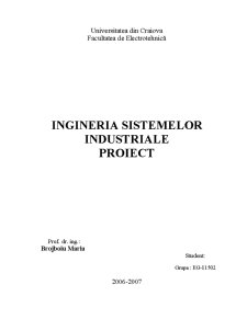 Ingineria Sistemelor Industriale - Proiect - Pagina 1