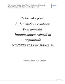 Îmbunătățirea calității în organizația SC Murfatlar România SA - Pagina 1