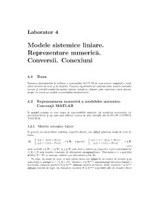 Modele Sistemice Liniare. Reprezentare Numericia, Conversii, Conexiuni - Pagina 1