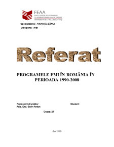 Programele FMI în România în Perioada 1990-2008 - Pagina 1