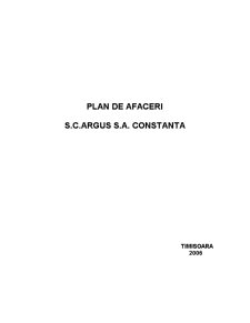 Plan de Afaceri - SC Argus SA - Pagina 1