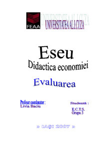 Evaluarea - didactica economiei - Pagina 1