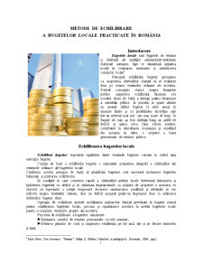 Metode de Echilibrare a Bugetelor Locale Practicate în România - Pagina 1