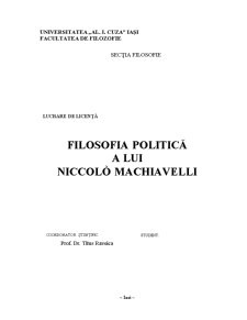 Filosofia politică a lui Niccolo Machiavelli - Pagina 1