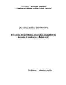 Procedura de executare a hotărârilor pronunțate de Instanța de Contencios Administrativ - Pagina 1