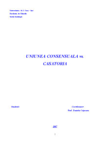 Uniunea consensuală vs căsătoria - Pagina 1
