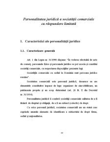 Personalitatea juridică a societăților comerciale cu răspundere limitată - Pagina 1