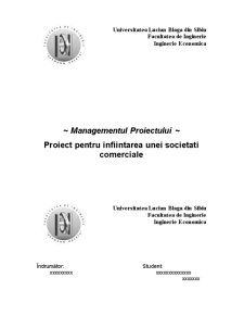 Managementul proiectului - proiect pentru înființarea unei societăți comerciale - Pagina 1