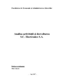 Analiza activității și dezvoltarea SC Electroncis SA - Pagina 1