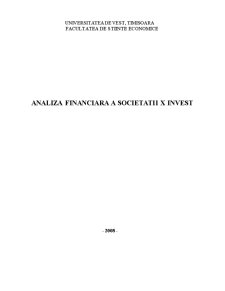 Analiza Financiara a Societatii X Invest - Pagina 1
