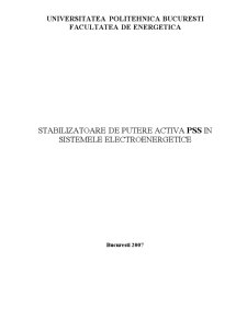 Stabilizatoare de putere activă PSS în sistemele electroenergetice - Pagina 1