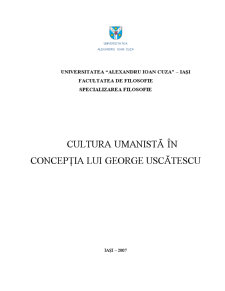 Umanismul în concepția lui George Uscătescu - Pagina 1