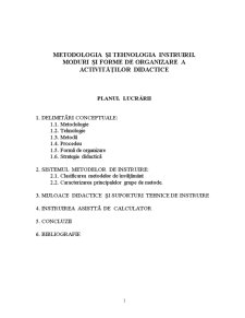 Metodologia și tehnologia instruirii - Pagina 1