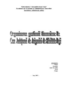 Organizarea gestiunii financiare la Casa de Asigurări de Sănătate Iași - Pagina 1