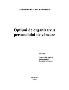 Opțiuni de Organizare a Personalului de Vânzare - Pagina 1