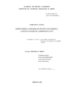 Răspunderea Minorilor pentru Săvârșirea Contravențiilor Administrative - Pagina 1