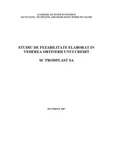 Studiu de fezabilitate elaborat în vederea obținerii unui credit - SC Prodplast SA - Pagina 1