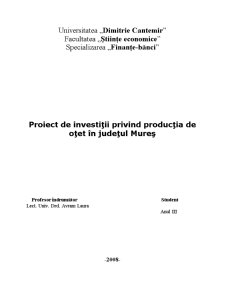 Proiect de Investiții privind Producția de Oțet în Județul Mureș - Pagina 1