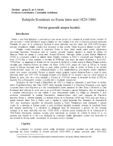 Relațiile României cu Rusia între Anii 1829-1880 - Pagina 1