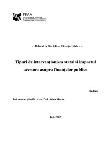 Tipuri de Intervenționism Statal și Impactul Acestora asupra Finanțelor Publice - Pagina 1