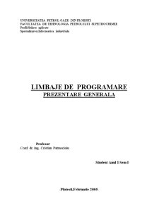 Limbaje de programare - prezentare generală - Pagina 1