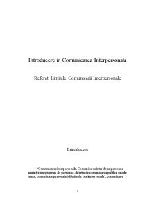 Limitele comunicării interpersonale - Pagina 1