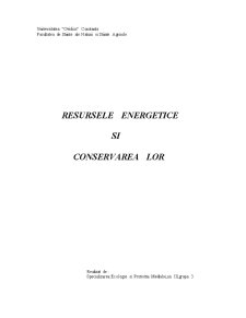 Resursele Energetice și Conservarea Lor - Pagina 1