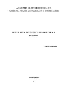 Integrarea Economica si Monetara a Europei - Pagina 1