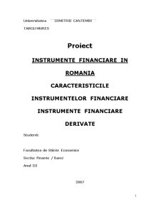 Instrumente Financiare în România - Caracteristicile Instrumentelor Financiare - Instrumente Financiare Derivate - Pagina 1