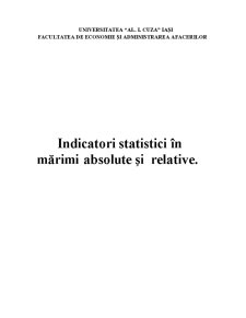 Indicatori Statistici în Mărimi Absolute și Relative - Pagina 1