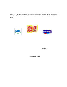 Analiza calității senzoriale a iaurtului - iaurtul Milli, Danone și Zuzu - Pagina 1
