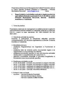 Prezentarea sistemului de management al calității proiectat și aplicat în cadrul Direcției Evidență Imobiliară și Cadastrală - Primăria Municipiului București - Pagina 1