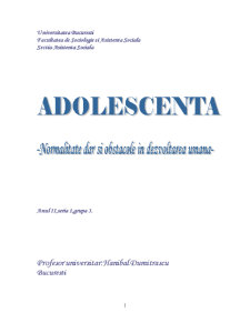 Adolescența - normalitate și obstacole în dezvoltarea umană - Pagina 1