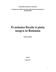Evaziunea fiscală și piața neagră în România - Pagina 1
