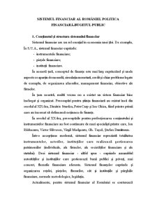 Sistemul Financiar al Romaniei. Politica Financiara. Bugetul Public - Pagina 1