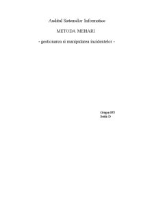 Reducerea riscurilor - metoda Mehari - Pagina 1