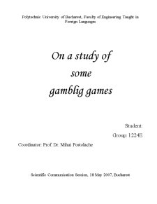 On a Study of some Gambling Games - Pagina 1