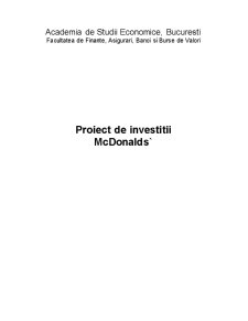 Proiect investiții McDonalds - Pagina 1