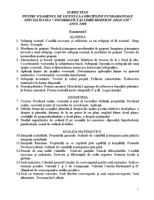 Subiectele pentru examenul de licență specialitatea - informatică și limbi moderne aplicate - Pagina 1
