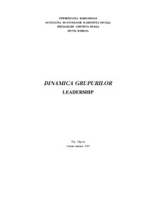 Dinamica grupurilor - leadership - Pagina 1