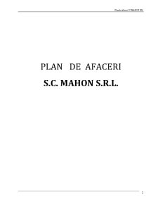 Plan de Afaceri - SC Mahon SRL - Pagina 2