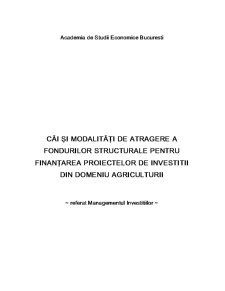 Managementul investițiilor - căi de obținere a finanțării din fonduri structurale - Pagina 1